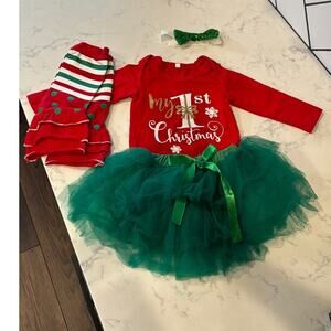My First Christmas Tutu Outfit Tutu Babys 1st Christmas My 1st Christmas Outfit